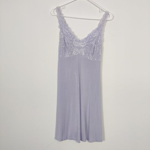 Womens Sleep Chemise Size L Lilac Purple Modal Lace Intimate Feminine - Picture 1 of 5